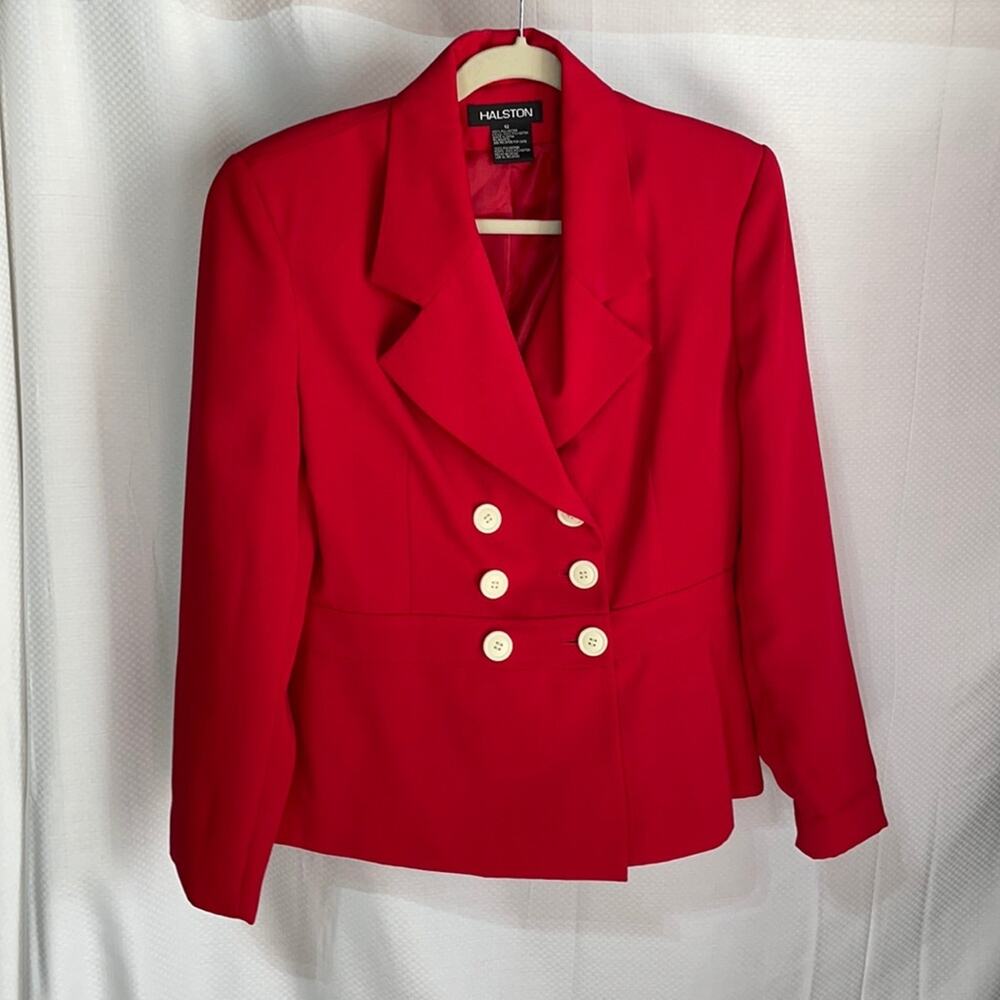 Halston 12 vintage double breasted nautical styled lined jacket like new